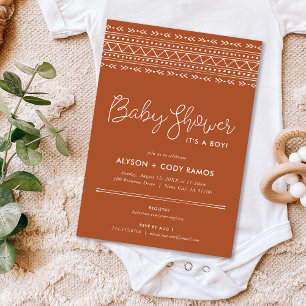 Moderne Boho Baby-Dusche   Terra Cotta Einladung