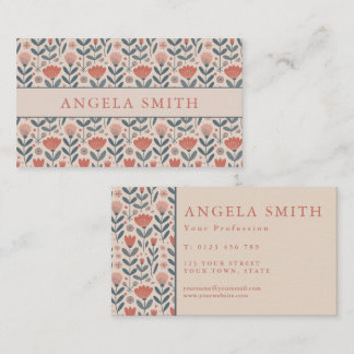Moderne Boho Beige Grün Floral Visitenkarte