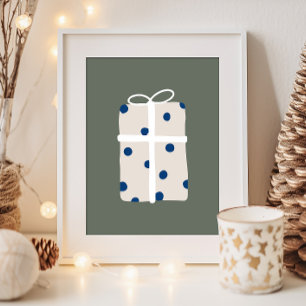 Moderne Boho Blau und Beige Weihnachten Gegenwart Poster