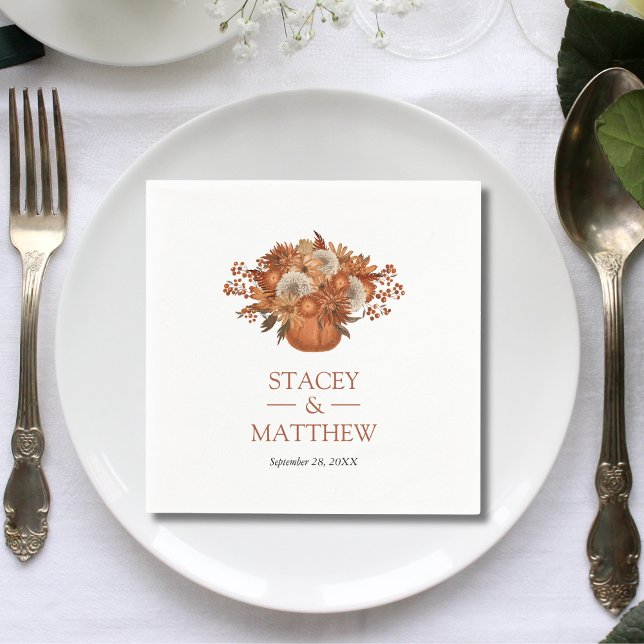 Moderne Boho Blume mit Pot Terracotta Wedding Serviette (Modern boho flowers with pot terracotta wedding napkins add earthy artistic charm to receptions.)
