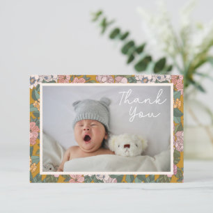 Moderne Boho-Blumen-Baby-Shower-Nachricht für zwei Dankeskarte