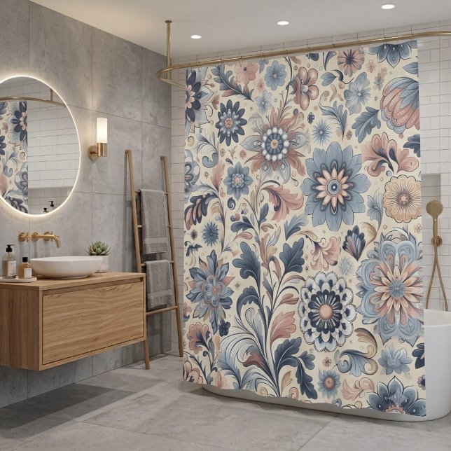 Moderne Boho-Blumen Duschvorhang (Von Creator hochgeladen)