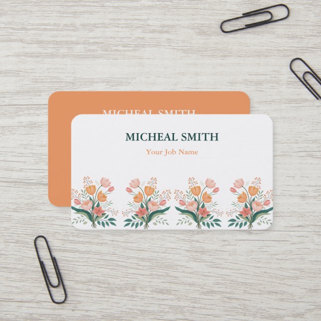 Moderne Boho-Blumen-Kraft  Visitenkarte (Vorderseite/Rückseite Beispiel)