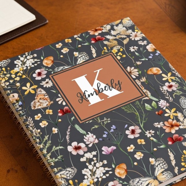 Moderne Boho-Blumen-Monogramm-Name Planer (Von Creator hochgeladen)