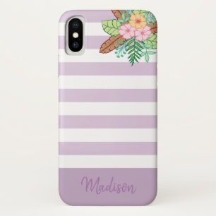Moderne Boho Blumen und Streifen Case-Mate iPhone Hülle