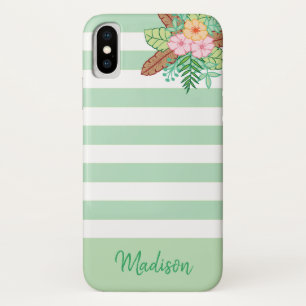 Moderne Boho Blumen und Streifen Case-Mate iPhone Hülle