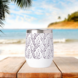 Moderne Boho-Blumenmuster Pflaume Weiß
