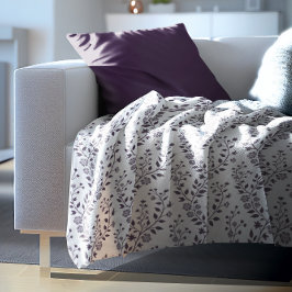 Moderne Boho-Blumenmuster Pflaume Weiß Fleecedecke