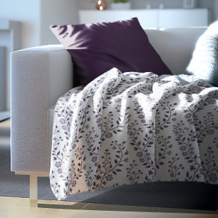 Moderne Boho-Blumenmuster Pflaume Weiß Fleecedecke