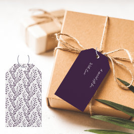 Moderne Boho-Blumenmuster Pflaume Weiß Geschenkanhänger