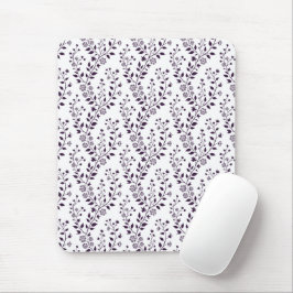 Moderne Boho-Blumenmuster Pflaume Weiß Mousepad