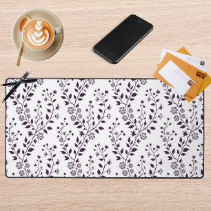 Moderne Boho-Blumenmuster Pflaume Weiß Schreibtischunterlage