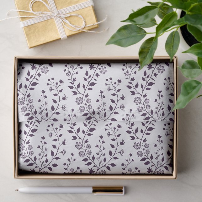 Moderne Boho-Blumenmuster Pflaume Weiß Seidenpapier (Geschenk)