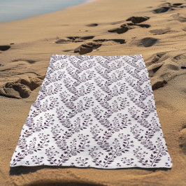 Moderne Boho-Blumenmuster Pflaume Weiß Strandtuch