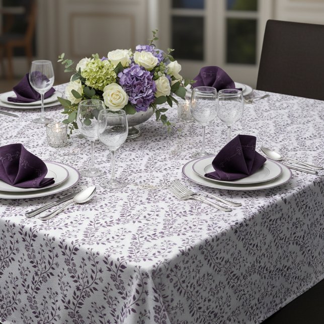 Moderne Boho-Blumenmuster Pflaume Weiß Tischdecke (Von Creator hochgeladen)