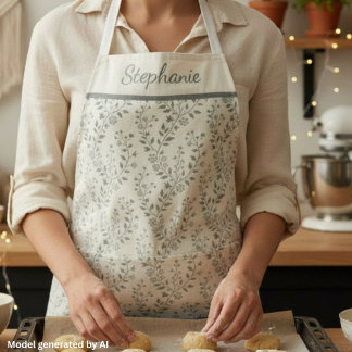 Moderne Boho-Blumenmuster Sage-Creme Schürze