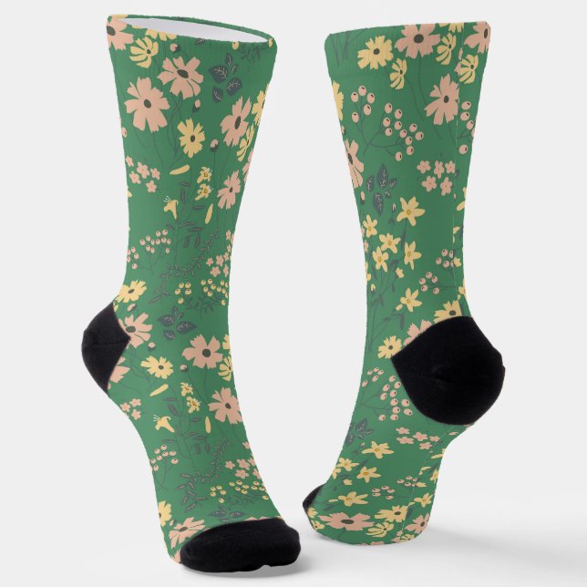 Moderne Boho-Blumenmuster Socken (Gewinkelt)