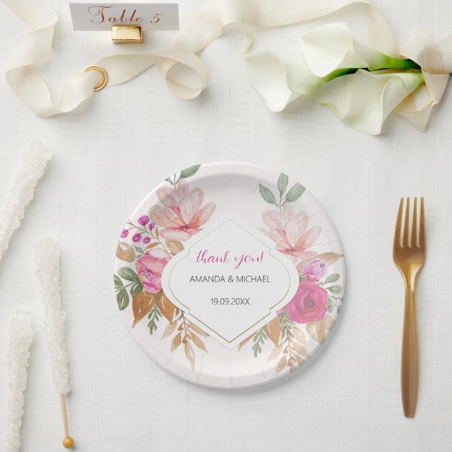 Moderne Boho-Blumenorganisation Pappteller (Hochzeit)