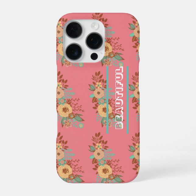 Moderne Boho Blumenrosa  iPhone Hülle (Rückseite)