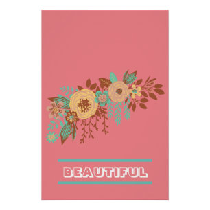 Moderne Boho Blumenrosa Poster