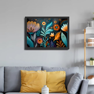Moderne Boho-Blumentapete Poster