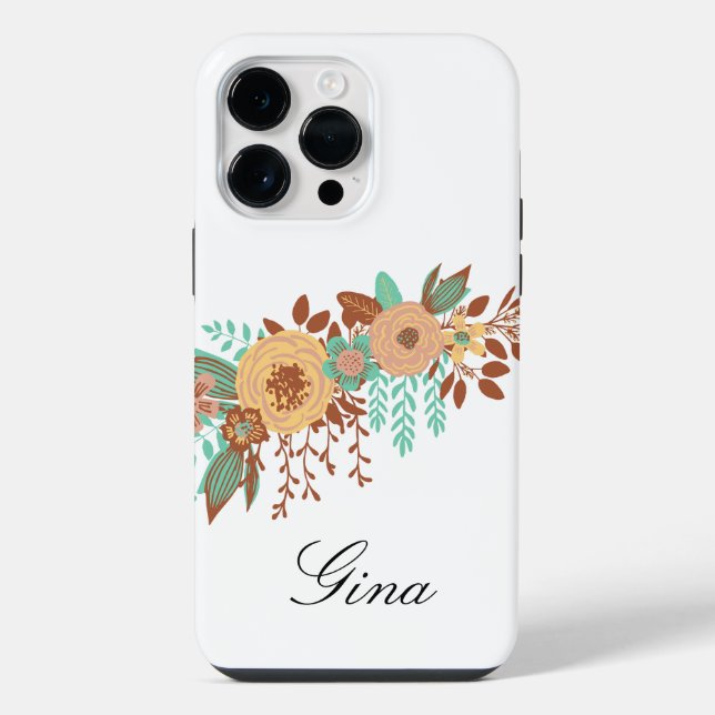 Moderne Boho Blumig iPhone Hülle (Rückseite)