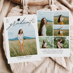 Moderne Boho-Bogen 6-Foto-Abschlussankündigung Einladung