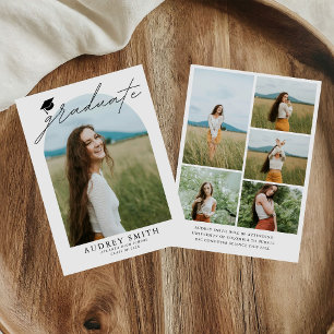 Moderne Boho-Bogen 6 Fotos Abschlussankündigung Einladung