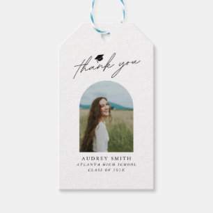 Moderne Boho-Bogen-Foto-Abschluss-Dankeschön Geschenkanhänger