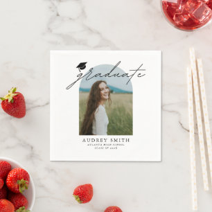 Moderne Boho-Bogen-Foto-Abschlussfeier Serviette