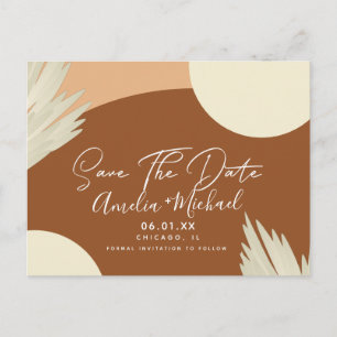 Moderne Boho-Bogen-Organische Formen Tan Save the Postkarte
