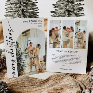 Moderne Boho-Bogen-Weihnachtsfoto Jahresrückblick Feiertagskarte