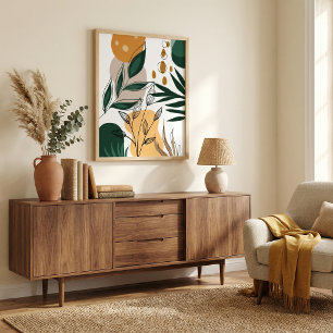 Moderne Boho-Botanik abstrakte geometrische Formen Poster