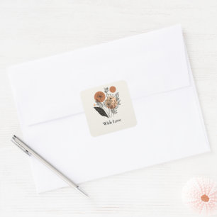 Moderne Boho Botanische Terrakotta Hochzeit -Aufkl Quadratischer Aufkleber