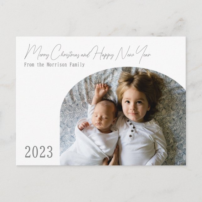 Moderne Boho-Chic-Bogen-Weihnachtskarte  Feiertagspostkarte (Vorderseite)