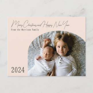 Moderne Boho-Chic-Bogen-Weihnachtskarte Feiertagspostkarte