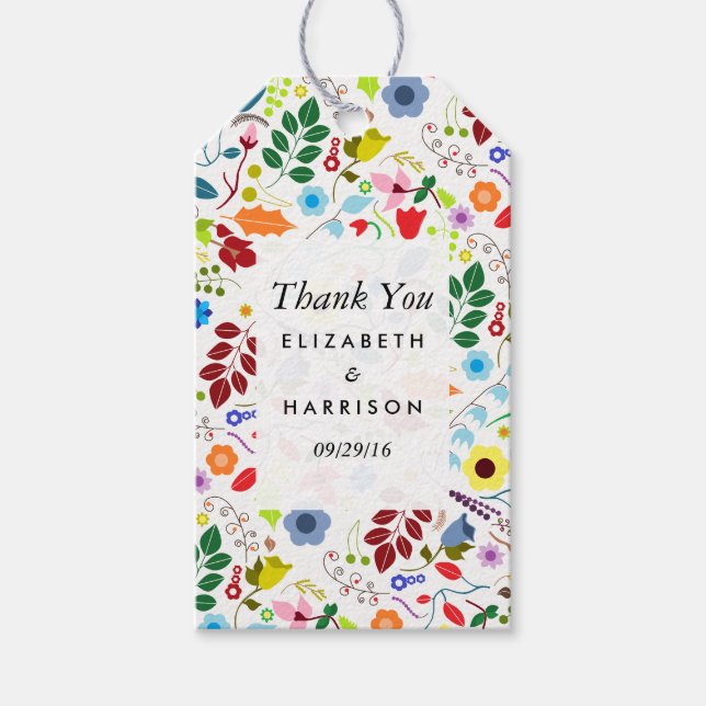 Moderne Boho Chic Floral Wedding Geschenkanhänger (Vorderseite)