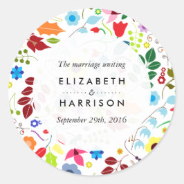 Moderne Boho Chic Floral Wedding Runder Aufkleber