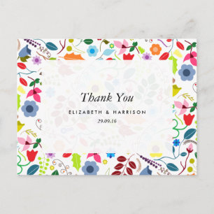 Moderne Boho Chic Floral Wedding Vielen Dank Postkarte