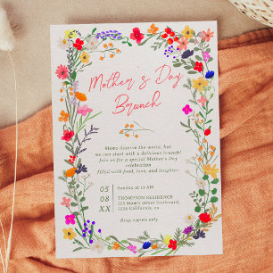 Moderne Boho-Chic-Hochzeit wilde Blumen Muttertag Einladung