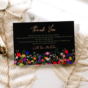 Moderne Boho Chic leuchtende wilde Blumen Braut- Dankeskarte