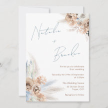 Moderne Boho Dusty Blue Script Wedding