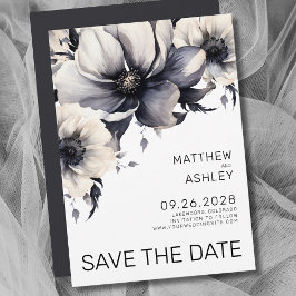 Moderne Boho Elegante Schwarz-weiße Blumenhochzeit Save The Date