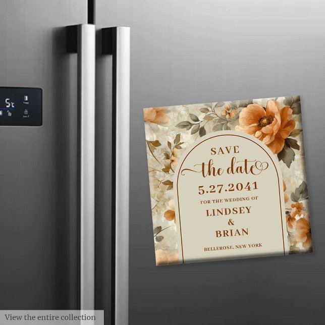 Moderne Boho Erdig Elfenbein Salbei Floral Save-th Magnet (Modern Boho Earthy Ivory Sage Floral Save the Date)