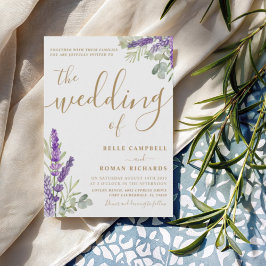Moderne Boho Eucalyputus und Lavender Wedding Einladung