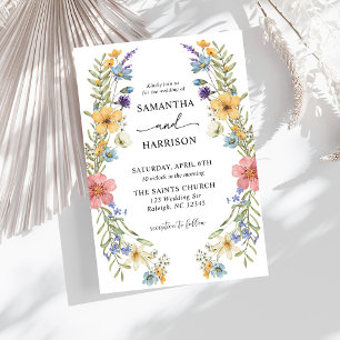 Moderne Boho farbenfrohe Wildblume Blumenhochzeit Einladung