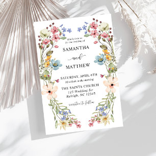 Moderne Boho farbenfrohe Wildblume Blumenhochzeit Einladung