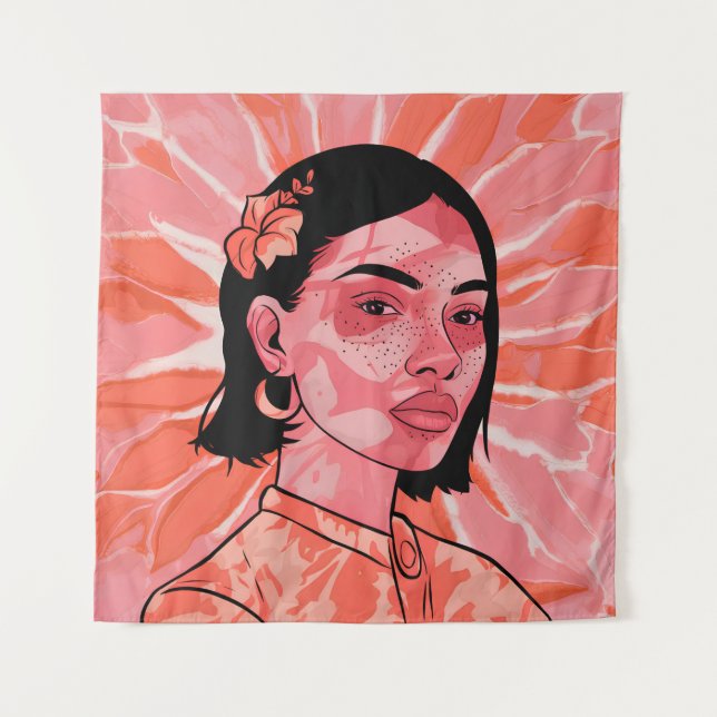 Moderne boho feministische minimalistische Kunst Wandteppich (Vorderseite)