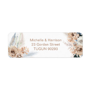 Moderne Boho Floral Fall Rücksendeadresse Hochzeit