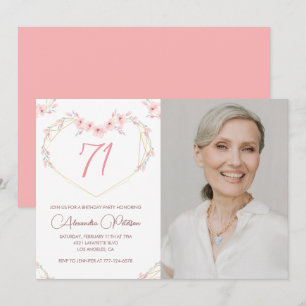 Moderne Boho-Floral-Foto-Einladung zum 71. Geburts Einladung